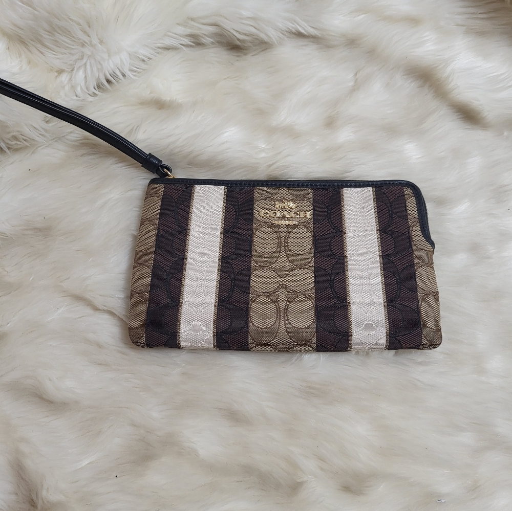 *Coach Canvas Leather Logo Wristlet